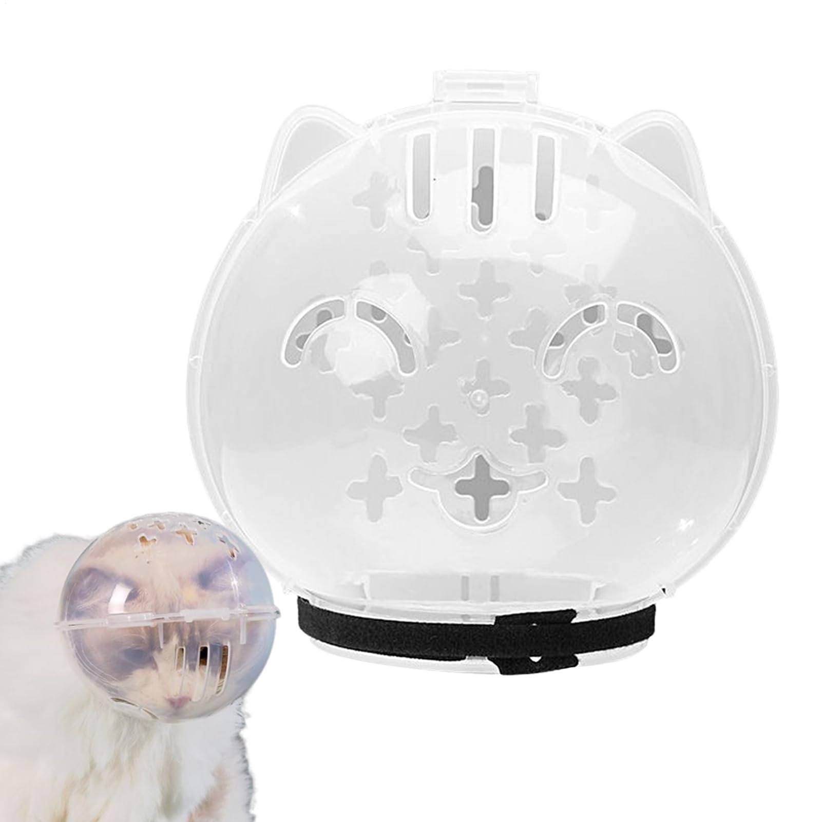 Amazon | 猫宇宙ヘッドギア口輪 猫用マウスカバー 透明PP製 通気孔付
