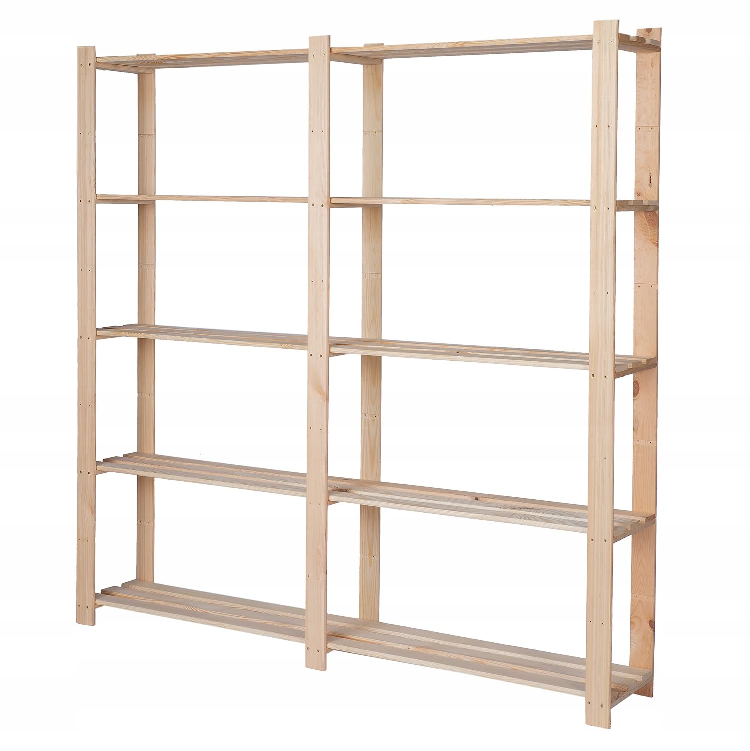 Estantería de Madera 170x170x28 cm Color Natural con 5 Baldas Estantería Grande de Pie para Garaje Sótano Salón Baño Estantería de Almacenamiento de Madera de Pino Soporte para Plantas