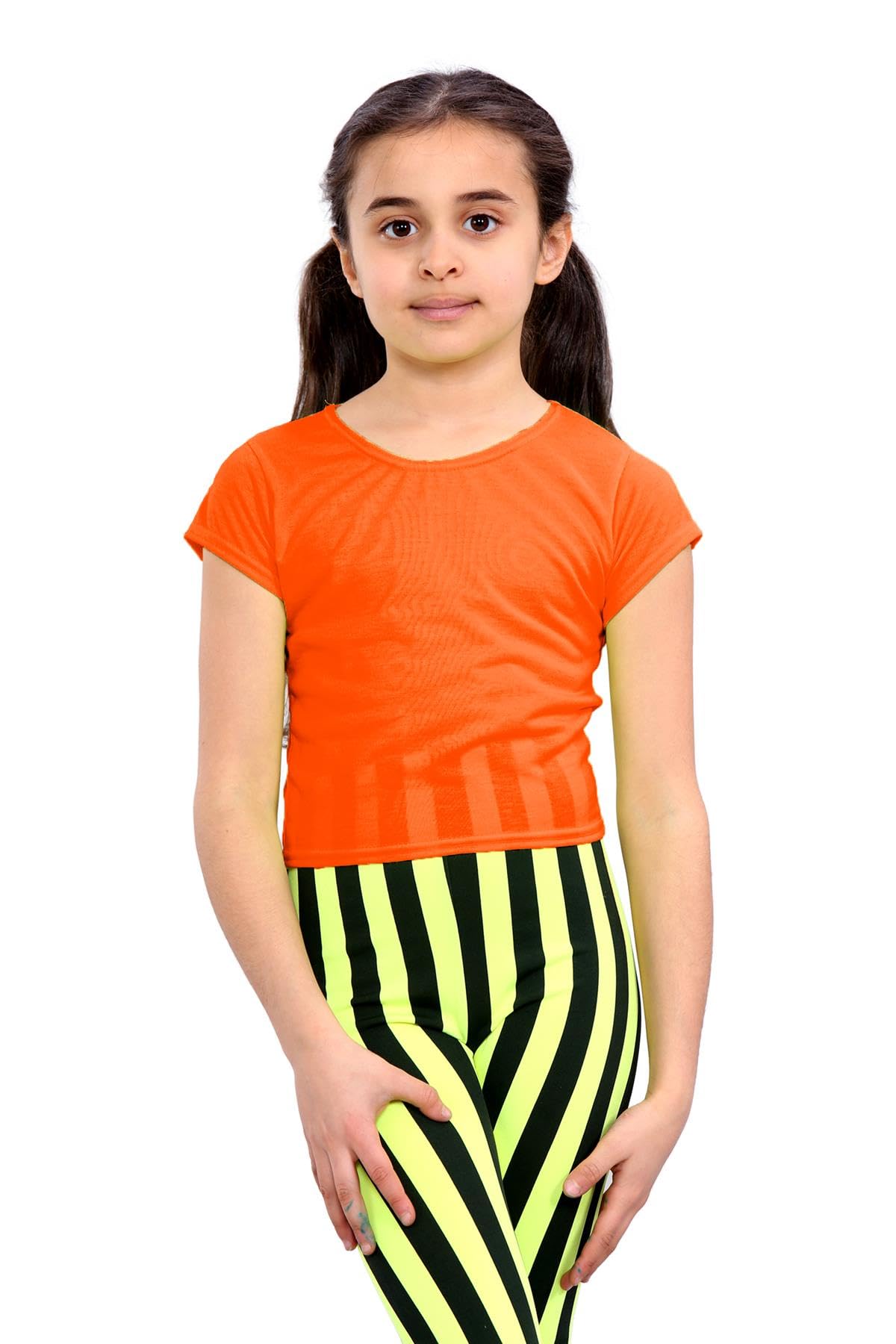 Janisramone Camisetas casuales de manga corta de microfibra para niños para niñas, cuello redondo Camiseta lisa de verano para niños, correr, yoga, jugar, ropa activa, top corto elástico, 3-13