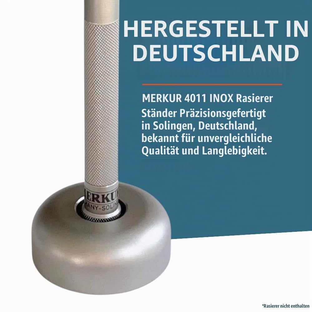 MERKUR Rasierständer INOX 4011 | rutschfest | Edelstahl, satiniert | passt für Rasierhobel 23 INOX, 24 INOX und 34 INOX | Made in Germany
