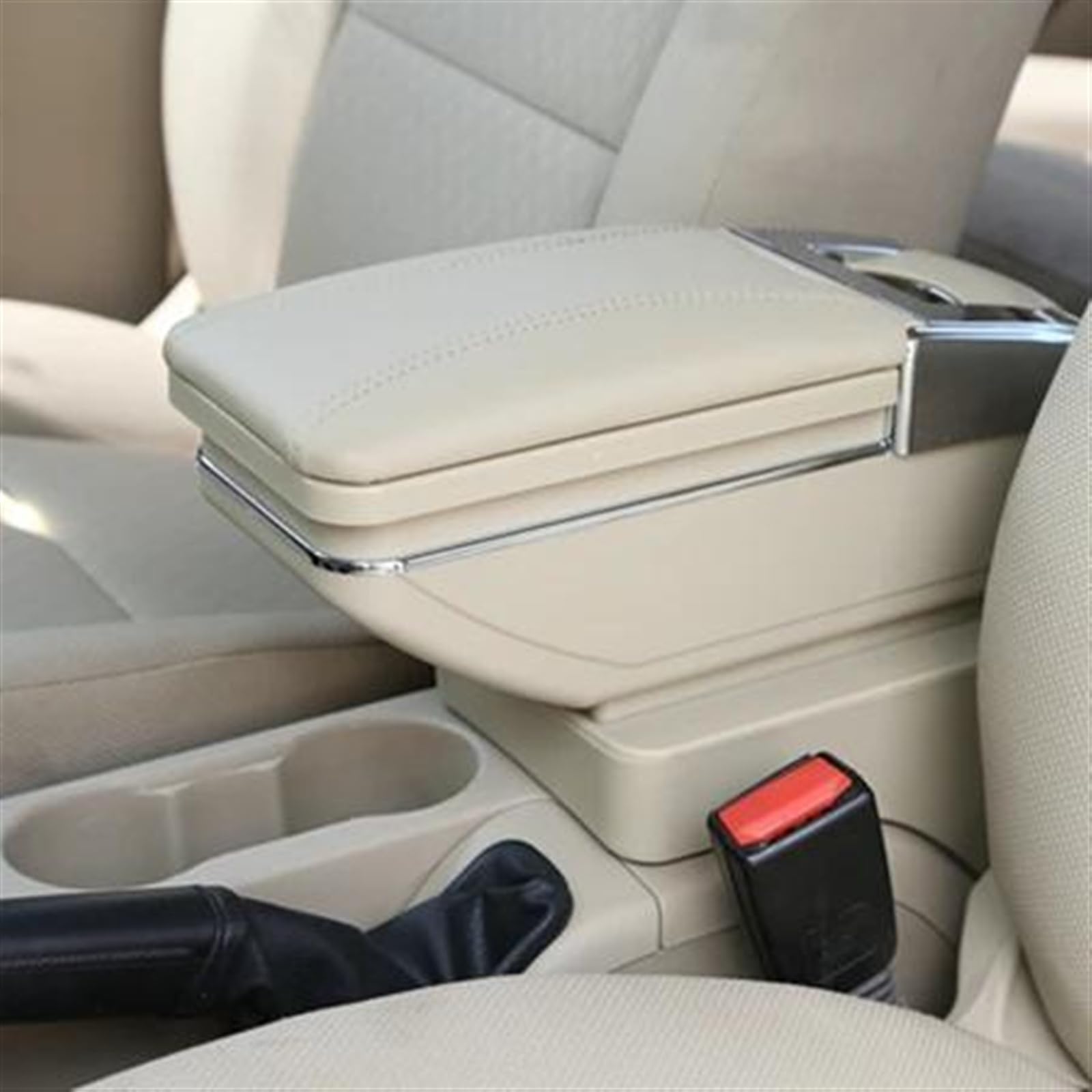 Rotatable Car Center Centre Console Storage Box For Peugeot 206 207 Armrest USB Charging Ashtray(A Beige)