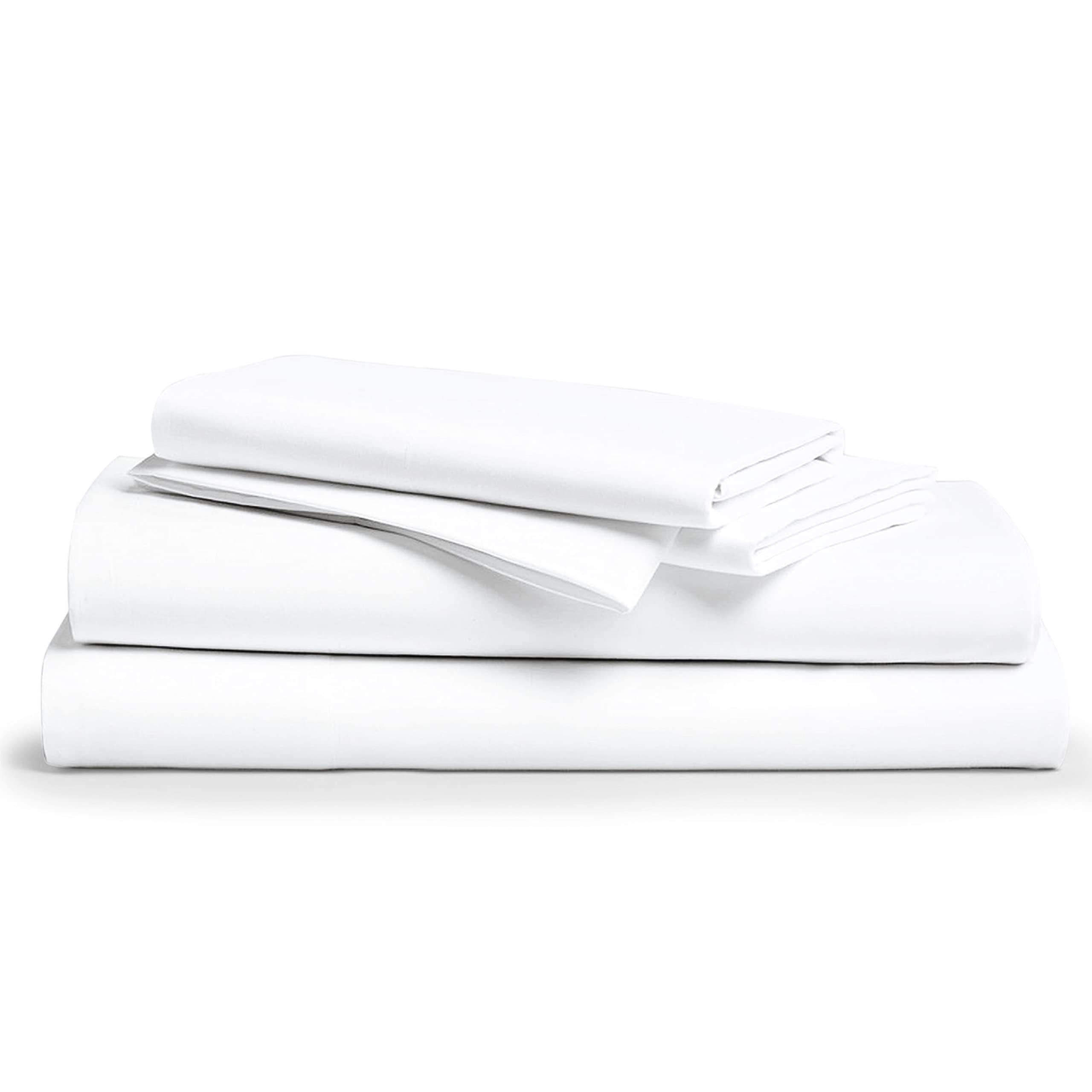 Carressa Linen 800 Thread Count 100% Long Staple Soft Egyptian Cotton Sheet Set, 4 Piece Set, Queen Sheets, Upto 17" Deep Pocket, Smooth & Soft Sateen Weave, Deep Pocket, Luxury Bedding, White