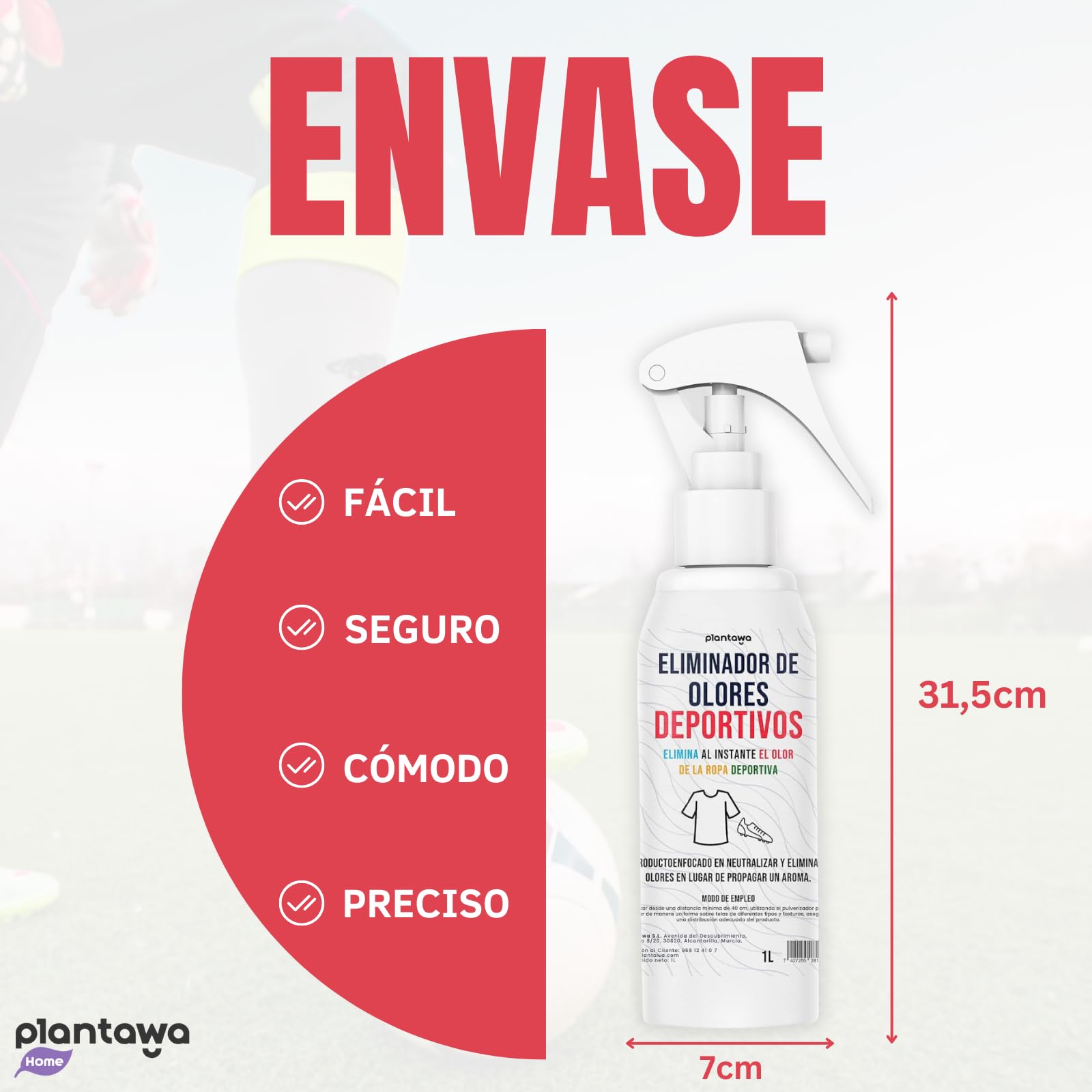 Eliminador de Olores Deportivos 1L Neutralizador de Ropa y Calzado Spray