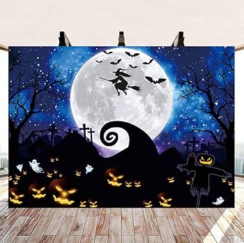 満月 ハロウィン パンプキン 夜 パーティー コスプレ イベント 壁紙 撮影 Amazon | ハロウィン ナイトメア テーマ 背景 7x5フィート
