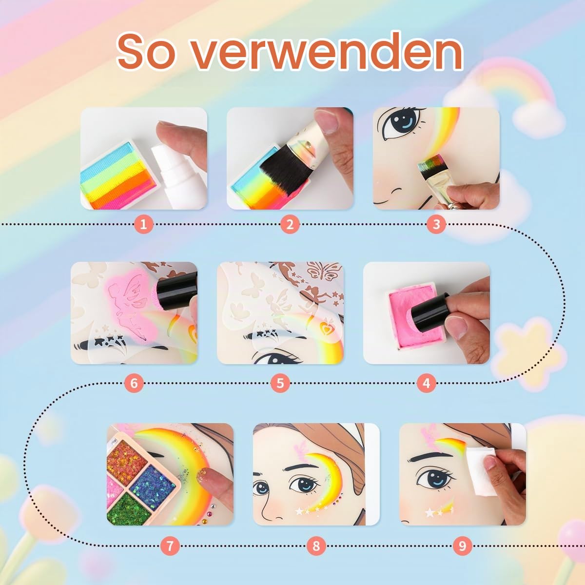 Professional Face Painting kit for kids 68 Colors Split Cake Face Paint Kit