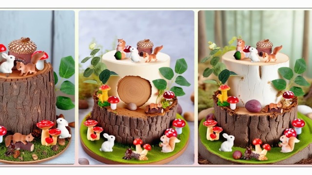 JeVenis Topper per Torta da 21 Pezzi, Decorazione per Torte di Funghi e Animali di Bosco, Occasione Compleanno, Colore Verde e Marrone, Toni della Terra