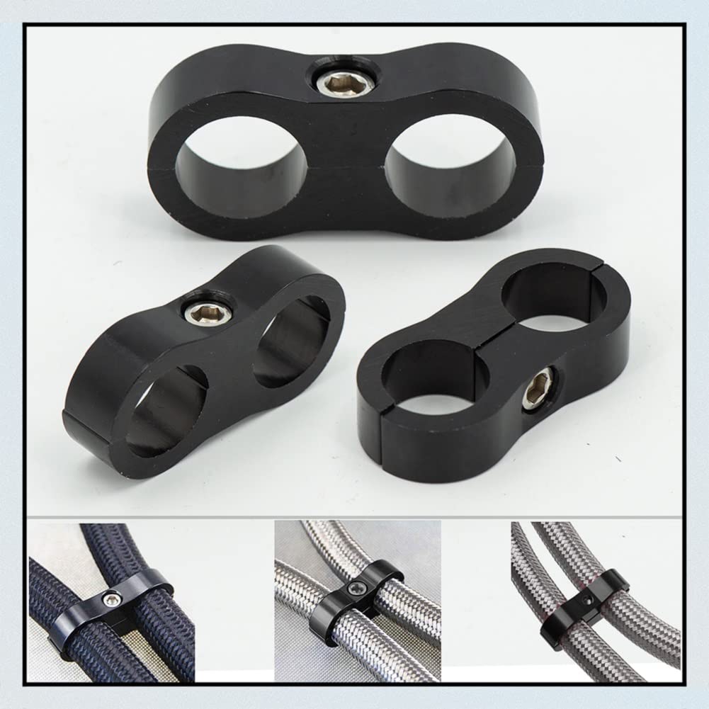 WMYCONGCONG 6-Piece 8AN Hose Separator Clamps – Aluminum Mounting Clamps For Fuel, Oil, Brake, Water Lines