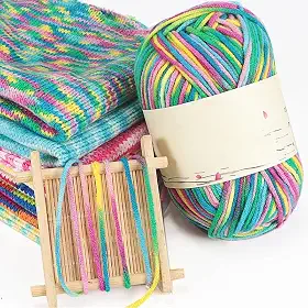 50 g de novelo de fio tingido de seção colorida para materiais de tricô feitos à mão, faça você mesmo, suéteres, chapéus, cachecóis, xales - 125 m