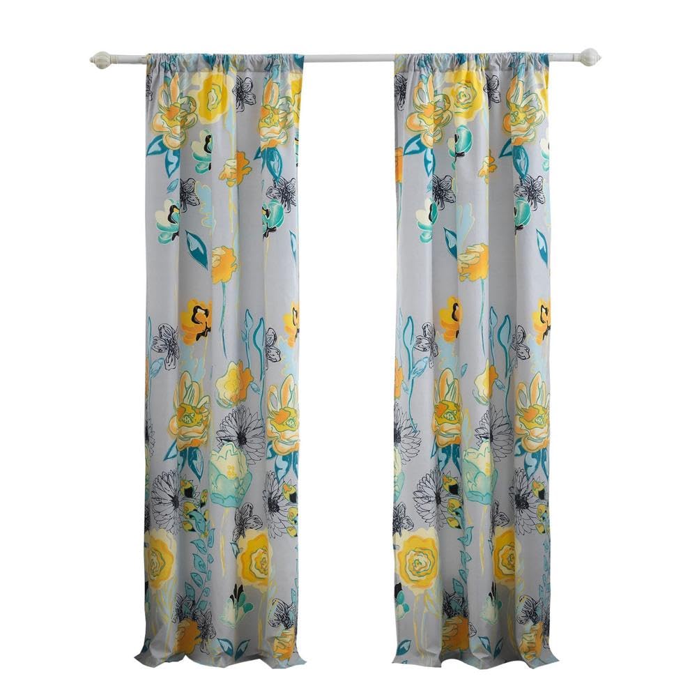 Greenland Home Watercolor Dream Curtains - Drapes - Lined Panel Pair with tiebacks - Set of 2 Panels - 84" L - Gray