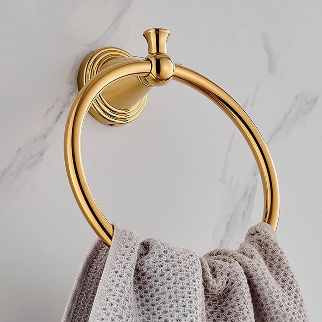 Light Luxury Palace Style Golden Bathroom Towel Ring, Bathroom Round Towel Rack, Bathroom Storage Rack Bathroom