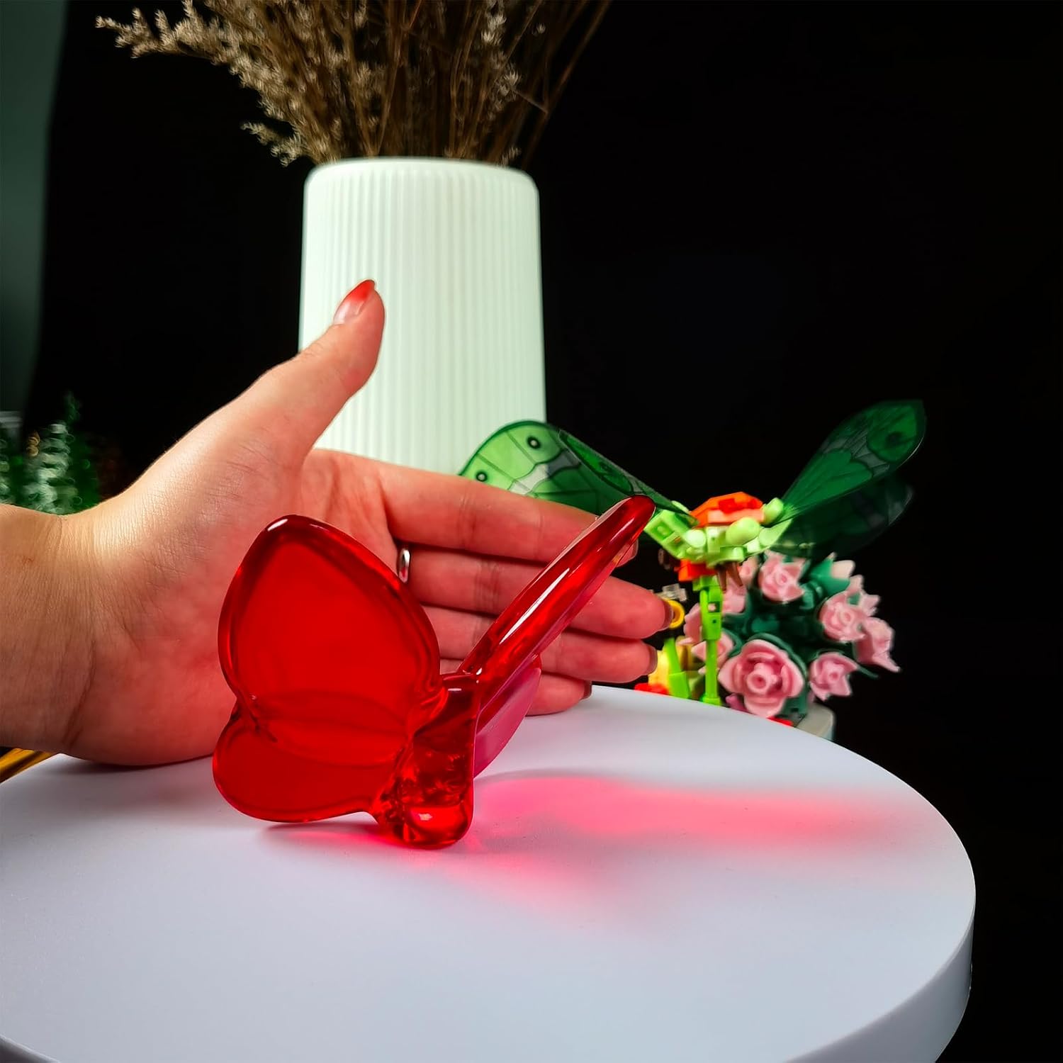 Butterfly Crystal Figurines, Glass Butterfly Ornament for Wedding Christmas Party Decor, Crystal Animal Collectible for Butterfly Enthusiasts and Collectors (Red 2pcs) image 5