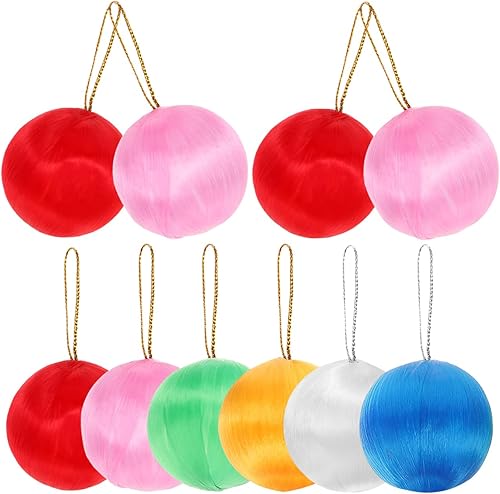 Miniatura 9 de Amosfun Adornos de bolas de Navidad de satén, 30 piezas de hilo de seda, bolas colgantes para árbol de Navidad, bolas coloridas, colgantes para