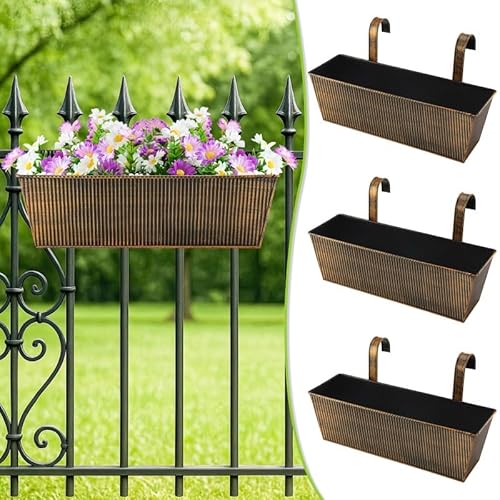 3 Pcs Large Hanging Flower Pots for Railing or Fence