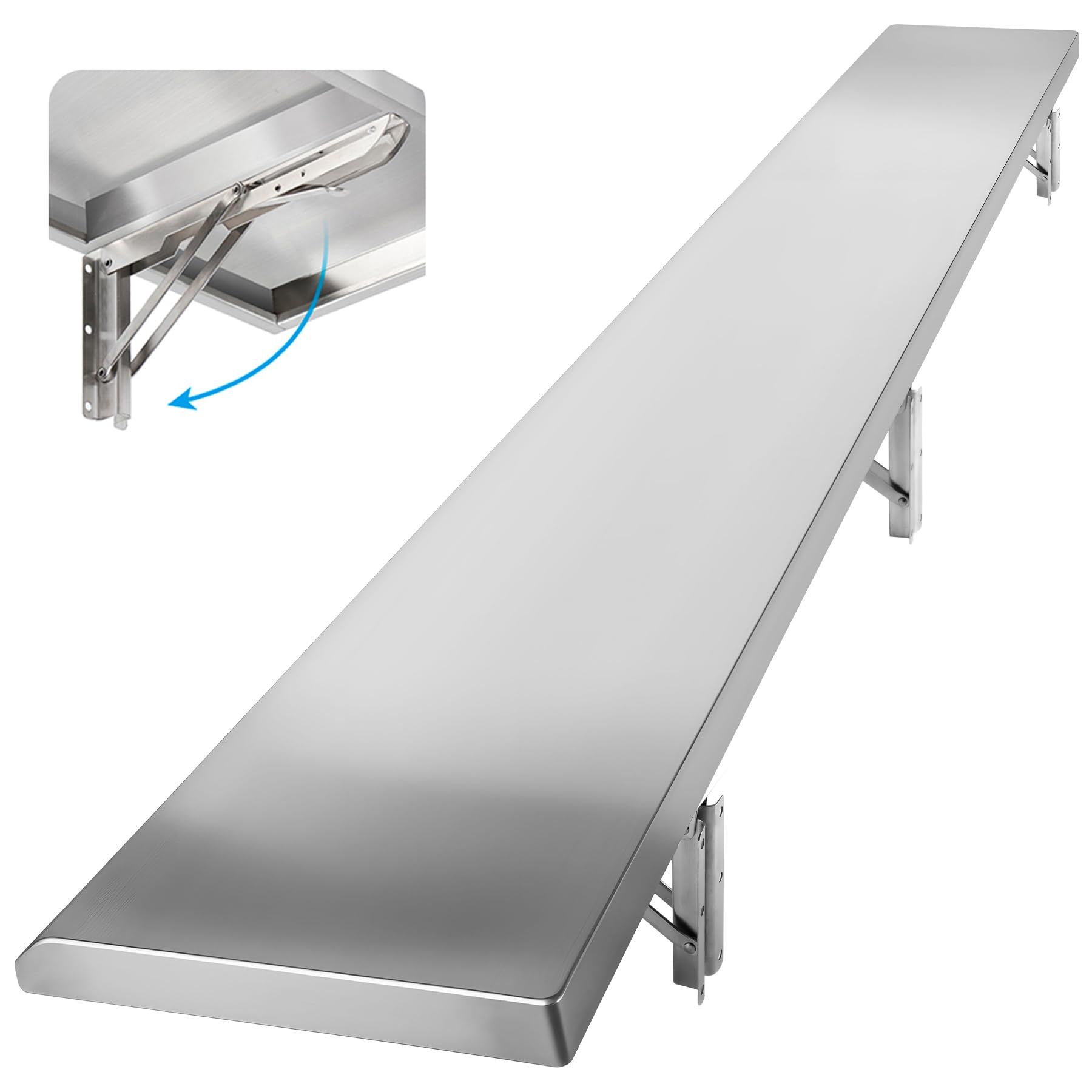 Stainless Steel Folding Concession Shelf 68" x 12"