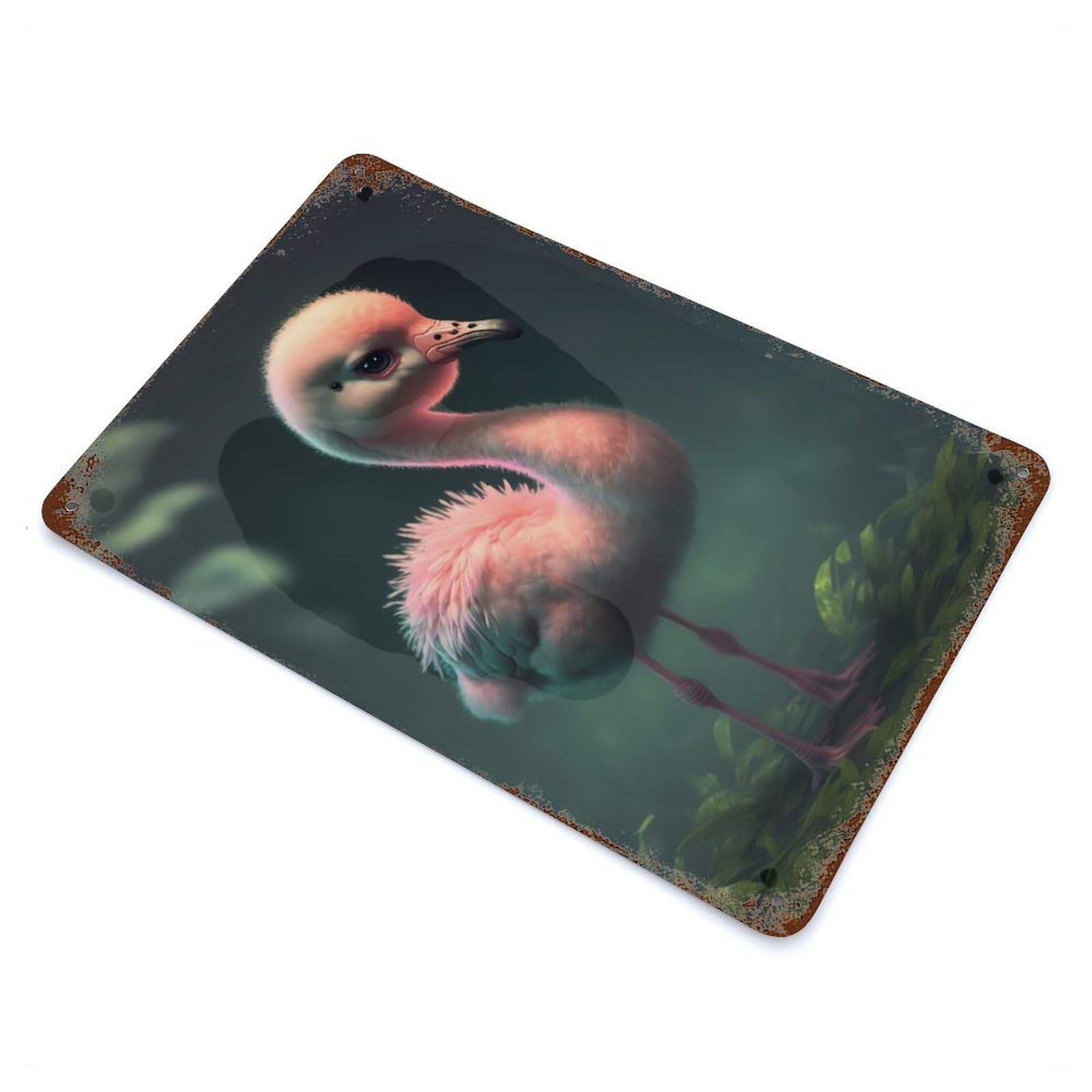 Baby Animal Flamingo Vintage Rust Metal Sign 11.8"x7.9", Farmhouse Wall Decor for Garage, Pub Or Kitchen