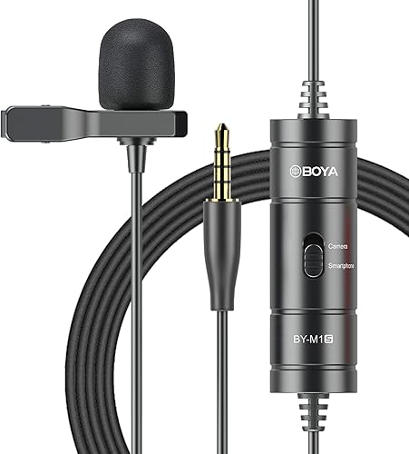 BOYA BY-M1S Micrófono de solapa Lavalier profesional Micrófono de condensador omnidireccional para iPhone Android Smartphone Cámara DSLR,