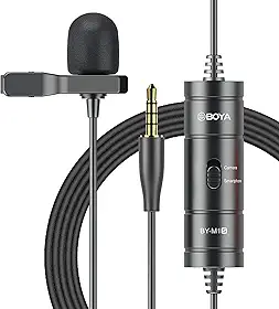 BOYA Microfone condensador omnidirecional de lapela profissional BY-M1S para iPhone, Android, smartphone, câmera DSLR, filmadoras, gravadores de áudio, gravação de laptop