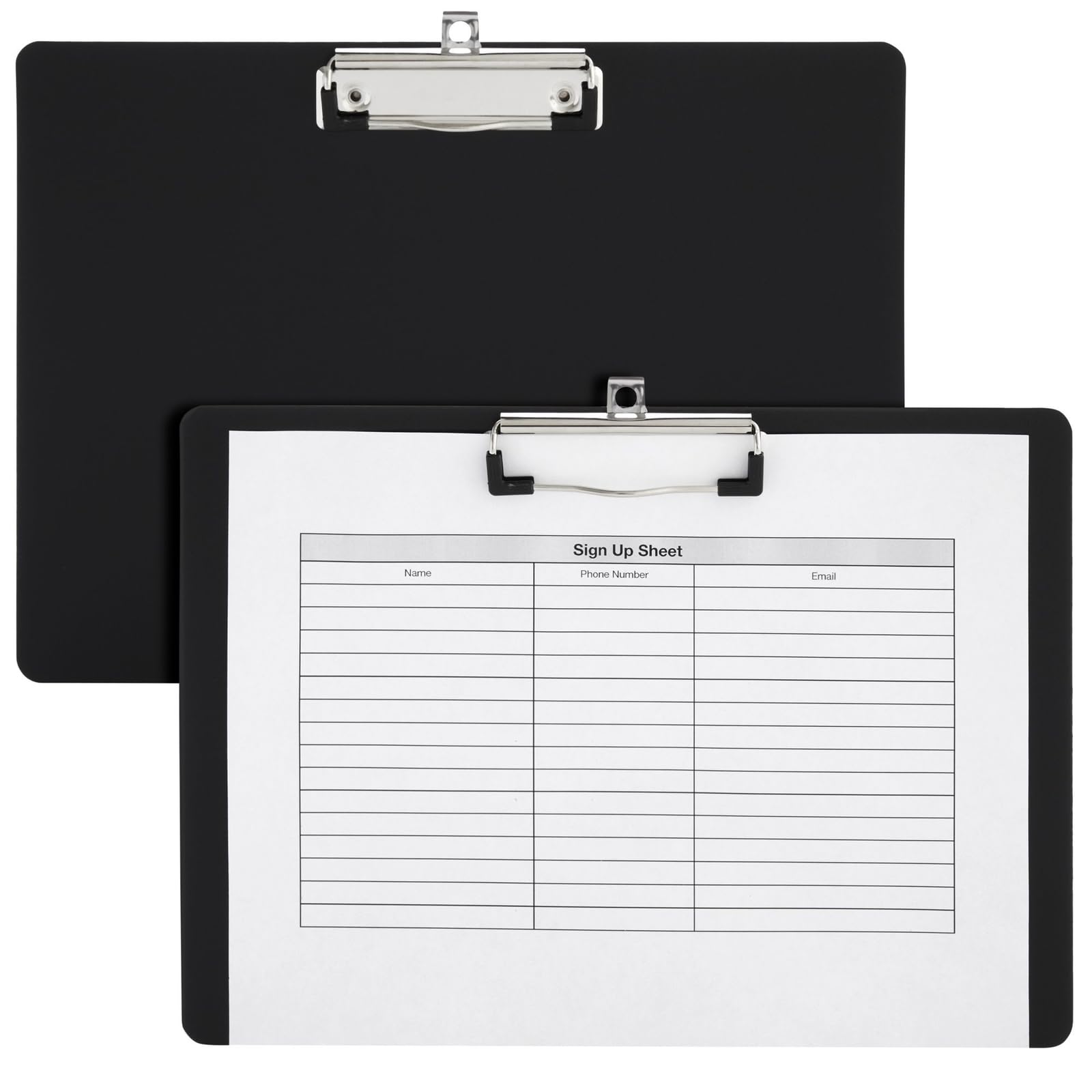 Juvale - Portapapeles horizontal con clip de perfil bajo (6 unidades, 19,5 x 12,5 cm), color negro