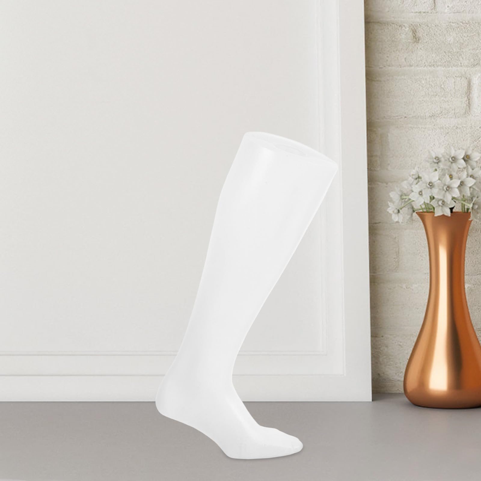 GARVALON Pied Design Minimaliste en Plastique Blanc Facile à Nettoyer Mannequin pour Chaussettes Longues pour Affichage de Bijoux et Chaussures en Magasin