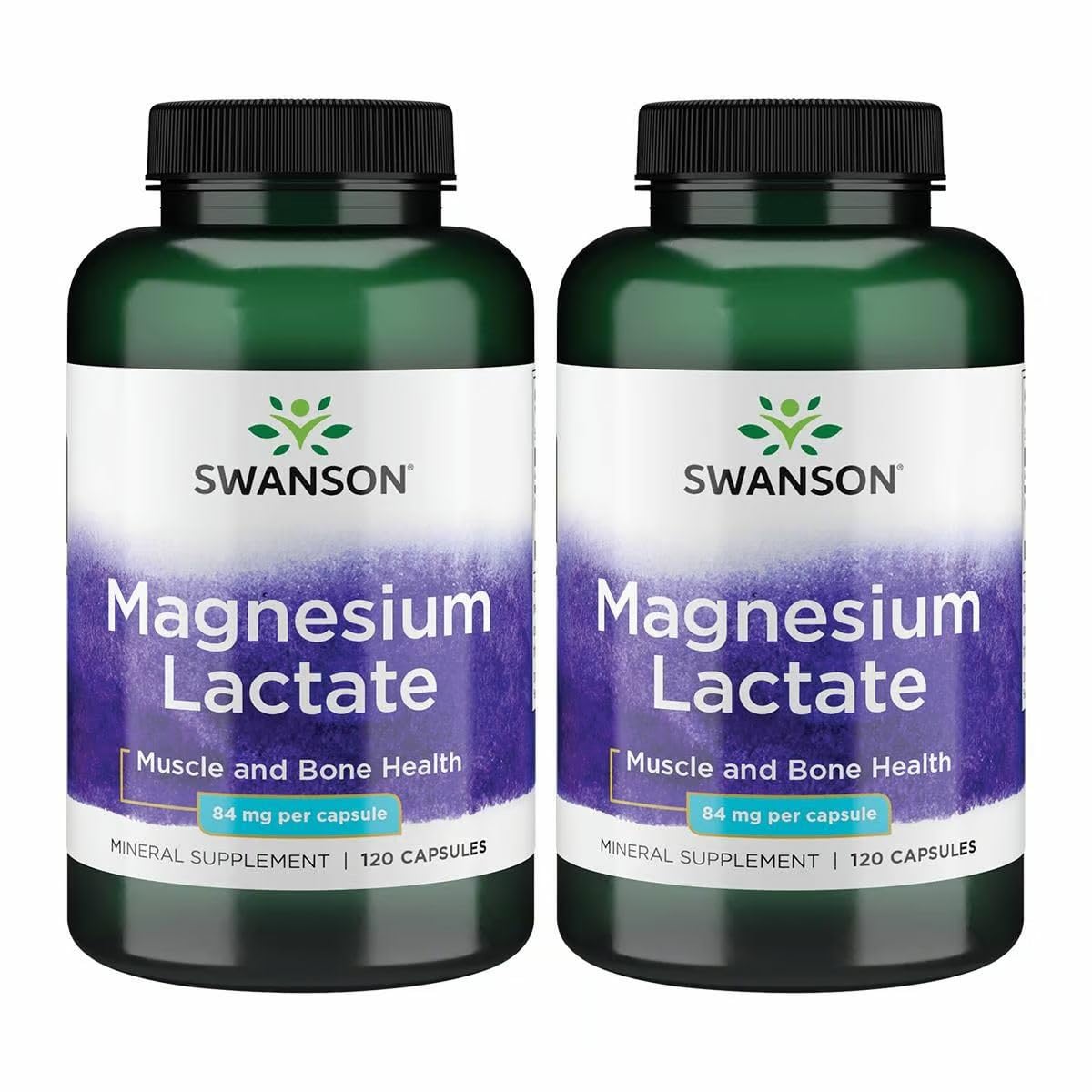 Swanson Magnesium Lactate - Lactose-Free Mineral Supplement for Muscle & Bone Health Support* - Gentle on The Stomach - Non-GMO & Gluten-Free - 120