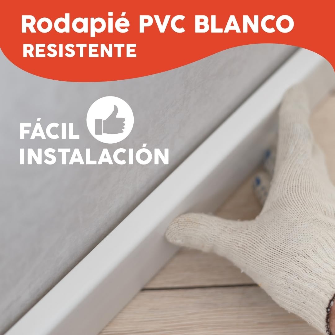 Pack 10 Rodapie PVC 110cm | Cubre Zocalo Blanco Antihumedad | Rodapies PVC Resistente & Fácil de Instalar