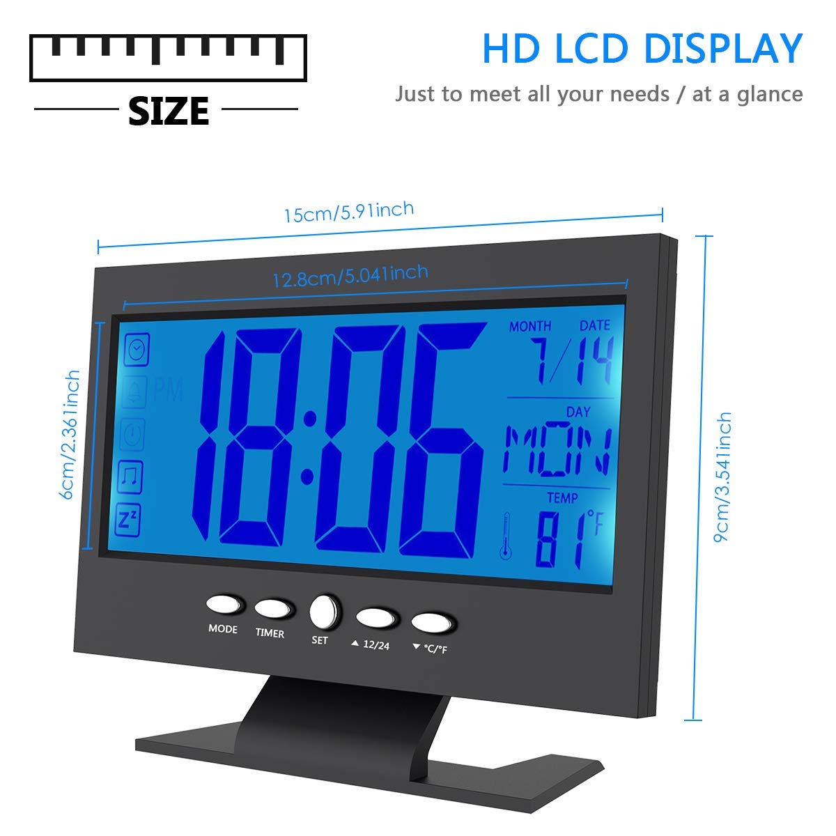 Royals Abstract Plastic Digital LCD Clock with Calendar, Temperature Sensor, Alarm for Table and Study Desk ( Random Colour )