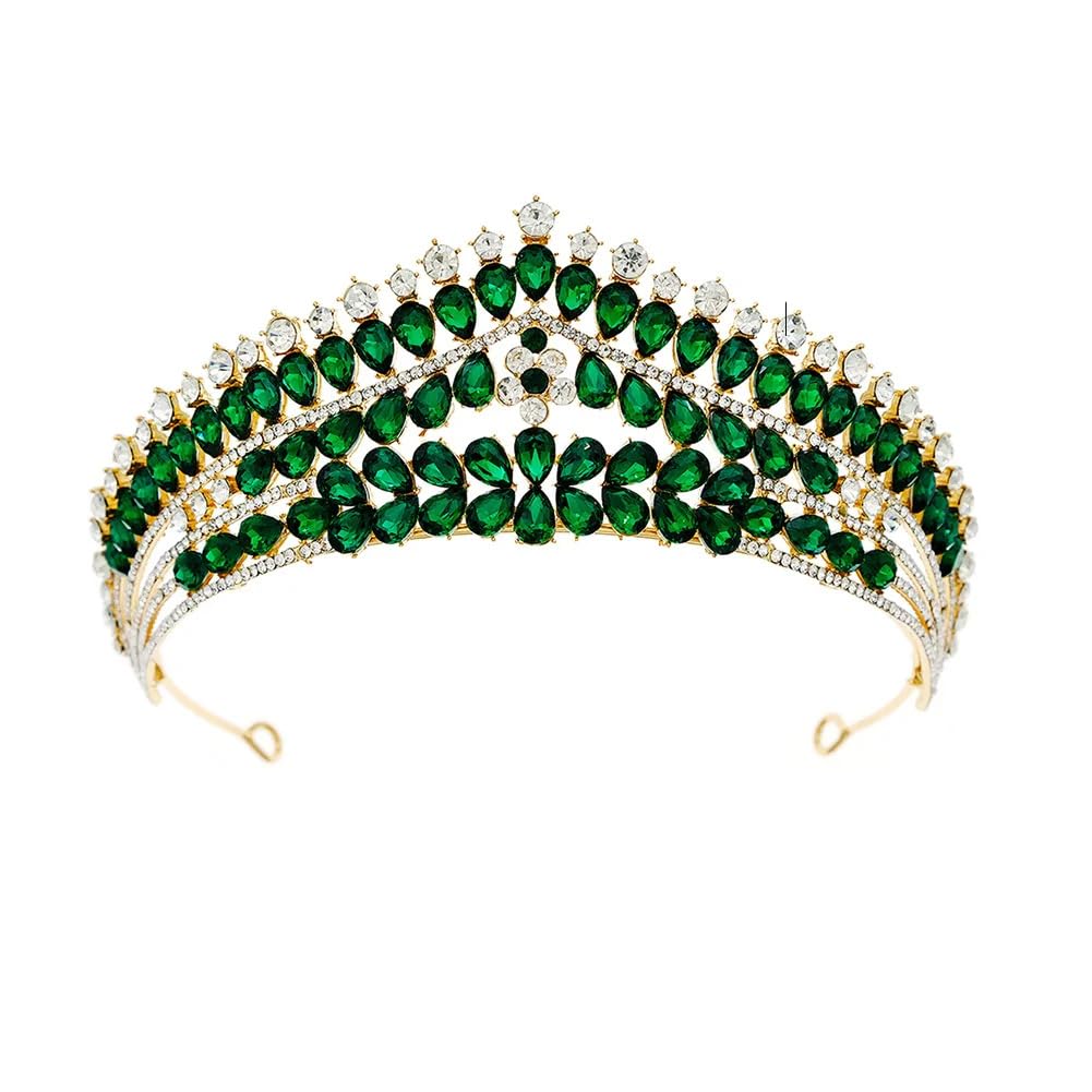 Corona e Tiara con Strass di Cristallo per Donne e Ragazze, Gioielli per Capelli da Sposa e da Festa (Oro 2)