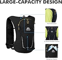 Vista 4 de AONIJIE Running Hydration Vest for Men & Women, 8L Hydration Backpack, Multiple Pocket Designs for Water Bottles/Bladders, Lightweight Breathable