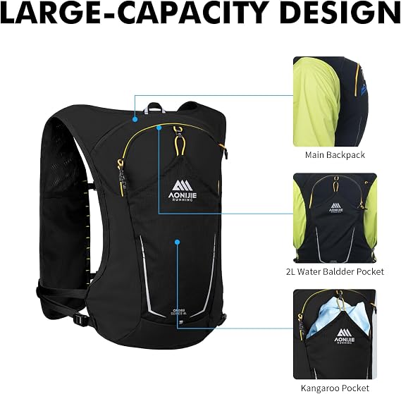 AONIJIE Running Hydration Vest for Women Men 8L Hydration Backpack Hiking | Multiple Pocket Designs Lightweight Breathable for Climbing, Marathon & Cycling