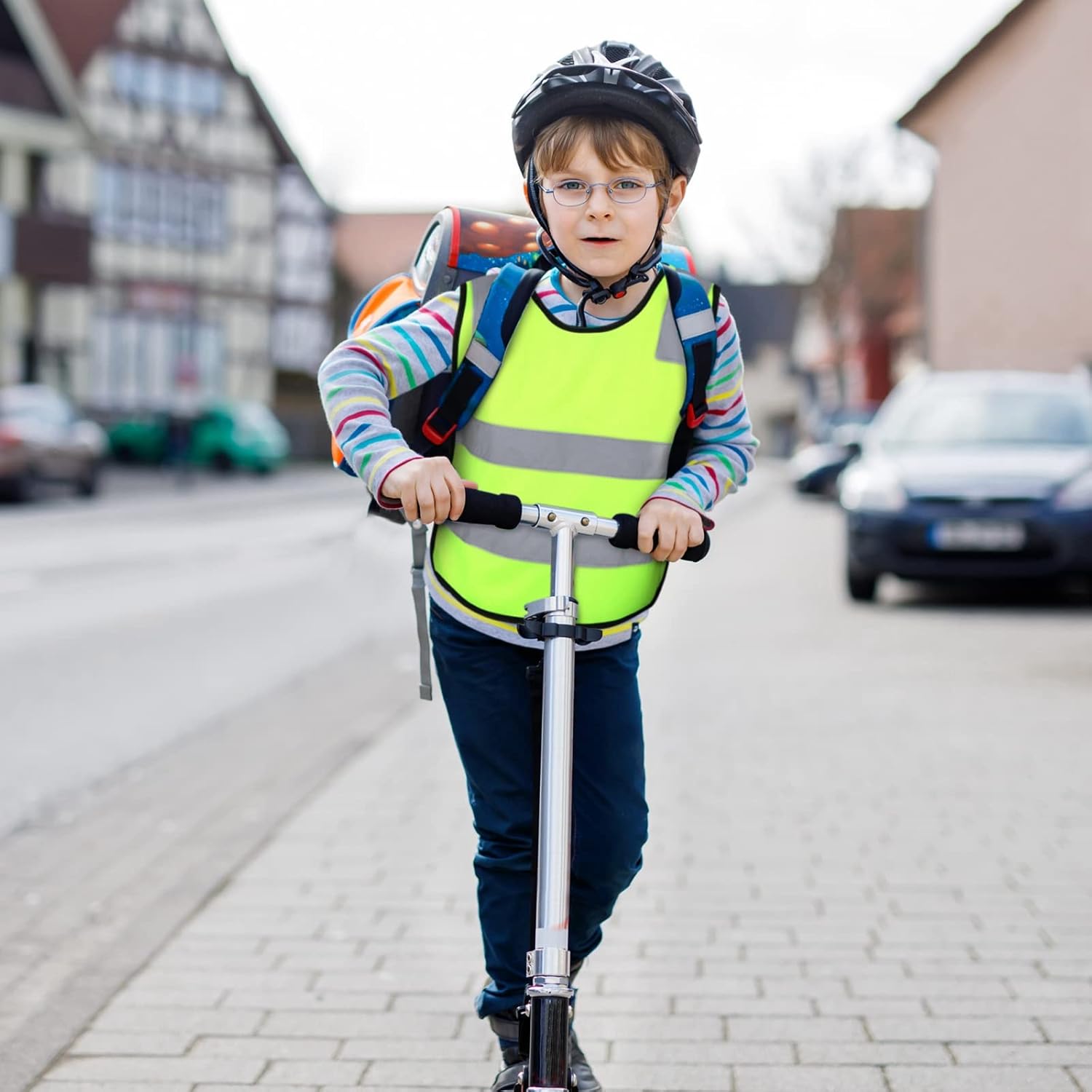 Flutesan 4 Pack Kids Reflective Vest Child Safety Visibility Vest Kids Safety Construction Sleeveless for Cycling Ski Running(Yellow) - Image 6