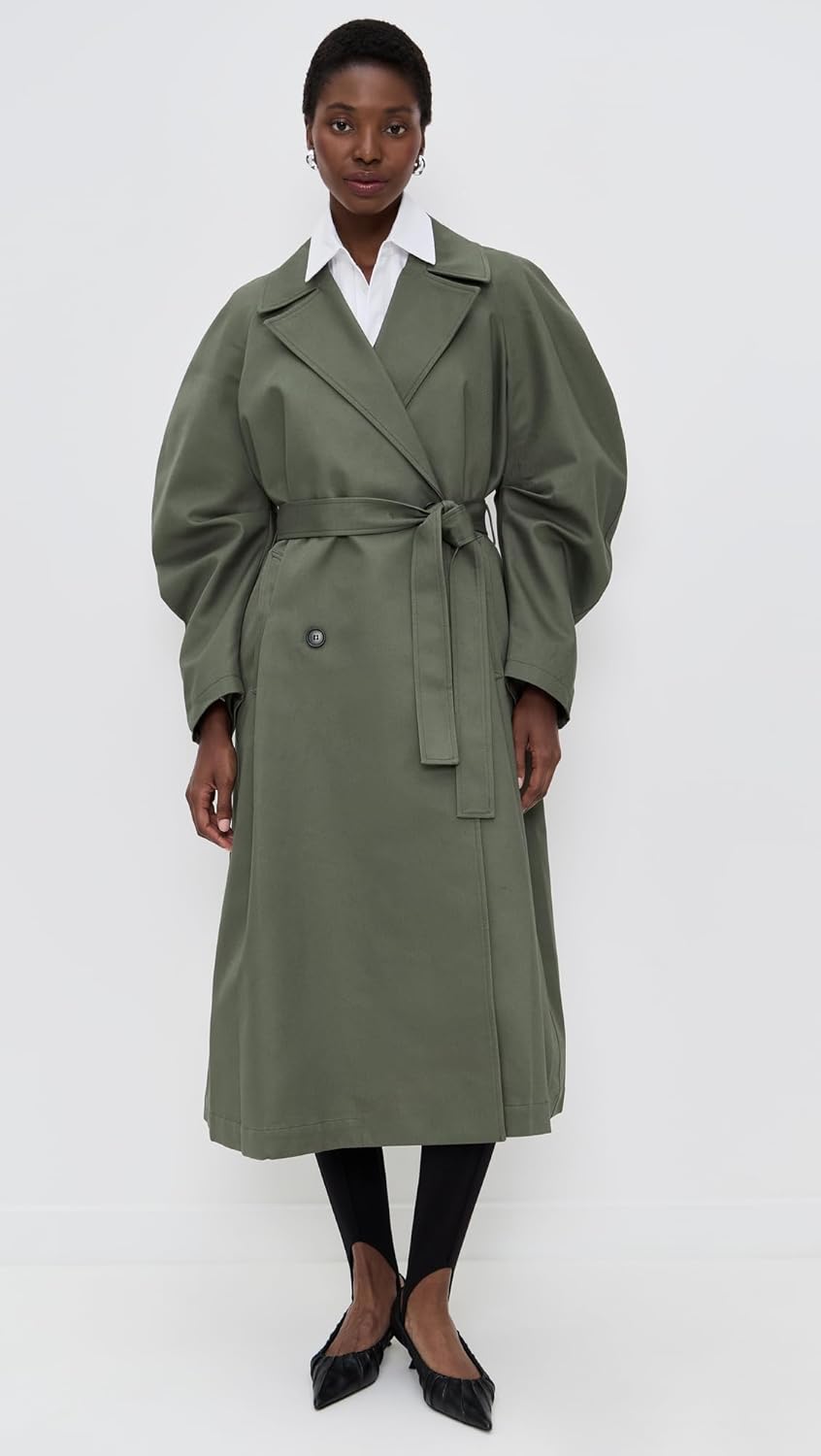 Women's Oversized Trench Coat with Round Sleeves - Image 2
