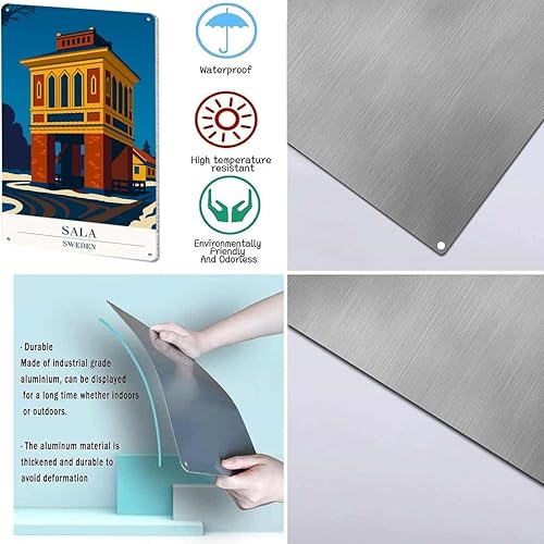 Miniatura 7 de Sala Sweden Wall Decor Retro Metal Sign Poster for Garage Man Cave Bathroom Bedroom Farm Inspirational Popular Wall Art 8x12 Inch Signs Posters