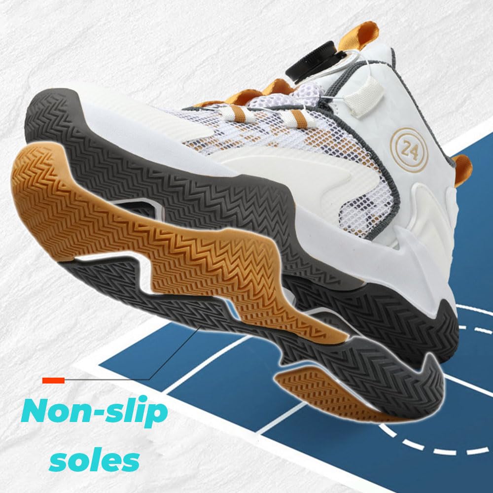 Hixingo Enfant Chaussure de Basketball, Garçon Sneakers Baskets Enfant Filles Mode Baskets de Basket-Bal Hautes pour Chaussures de Sport, pour Mixte Jeunes Homme Femme 31-40