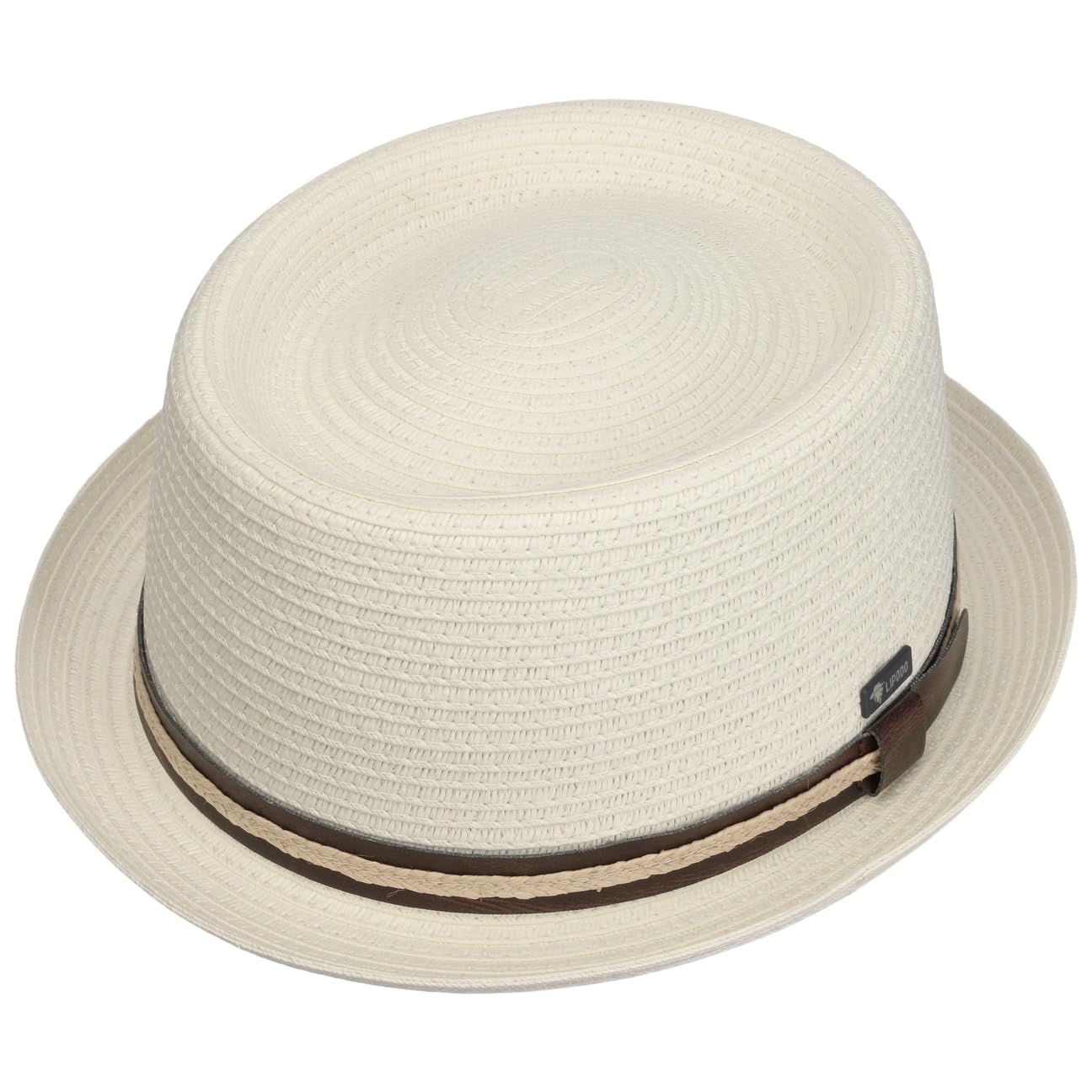 LIPODO Carignano Cappello Pork Pie Paglia Fascia in Pelle Prodotto in Italia Uomo Primavera Estate