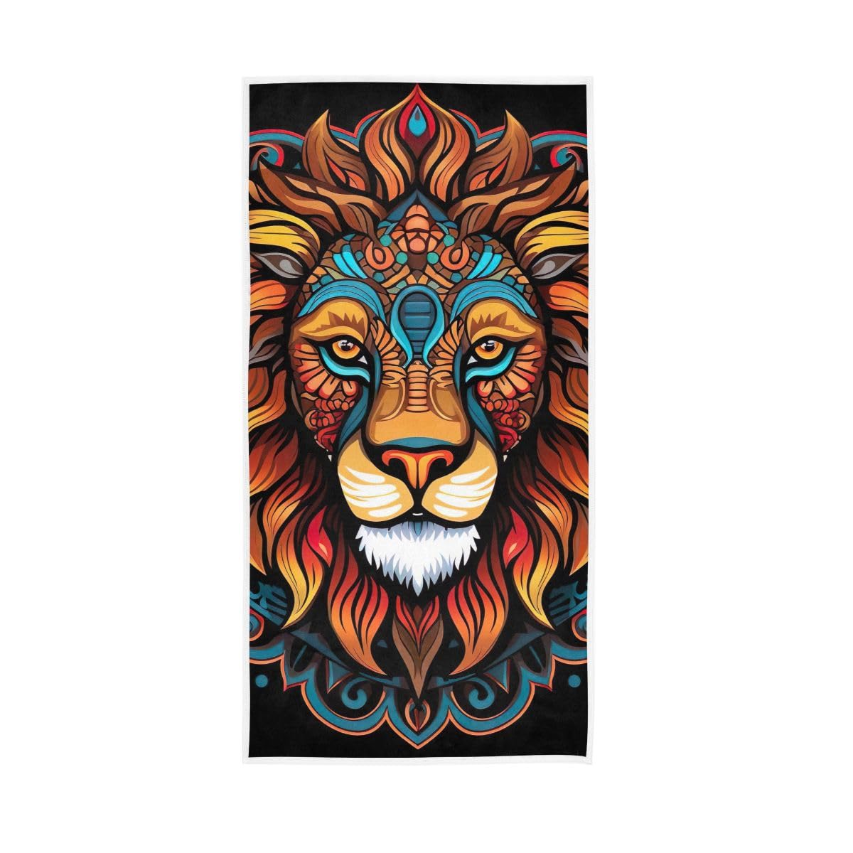 LSRCPD Colorful Lion Mandala Face Towels for Bathroom, Hand Towels for Bathroom, Shower, Hotel, Spa 15 x 30 Inches