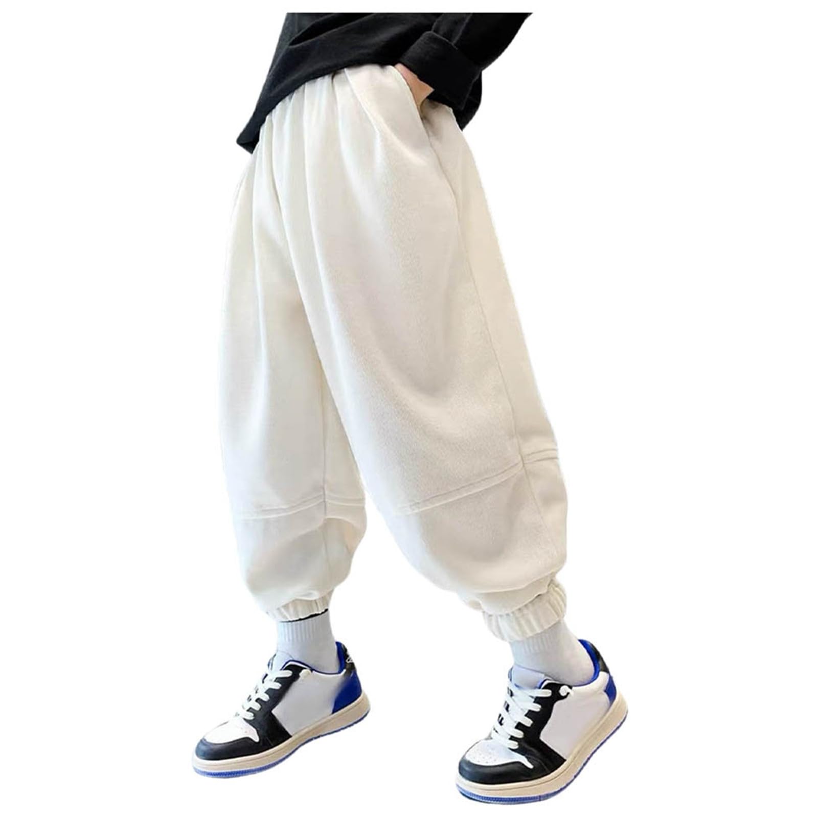 Genérico Pantalones de Chandal Niño Pantalones Deportivos para Niños con Cintura Elástica y Cordón Ajustable en Tejido Polar de Color Sólido para Actividades y Confort Cálido