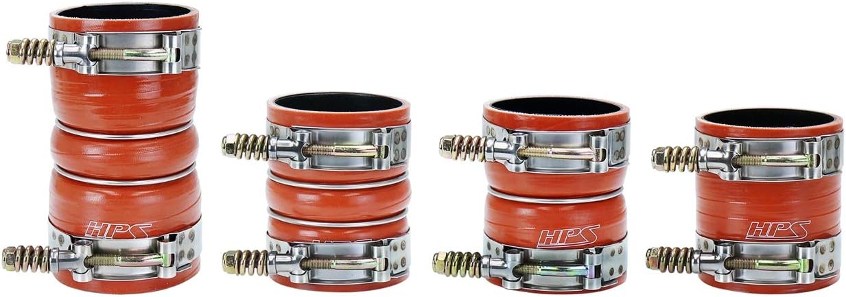 HPS Performance 57-1571 Orange High Temp Aramid Reinforced Silicone Intercooler Turbo Hose Boots Kit with T Bolt Clamps