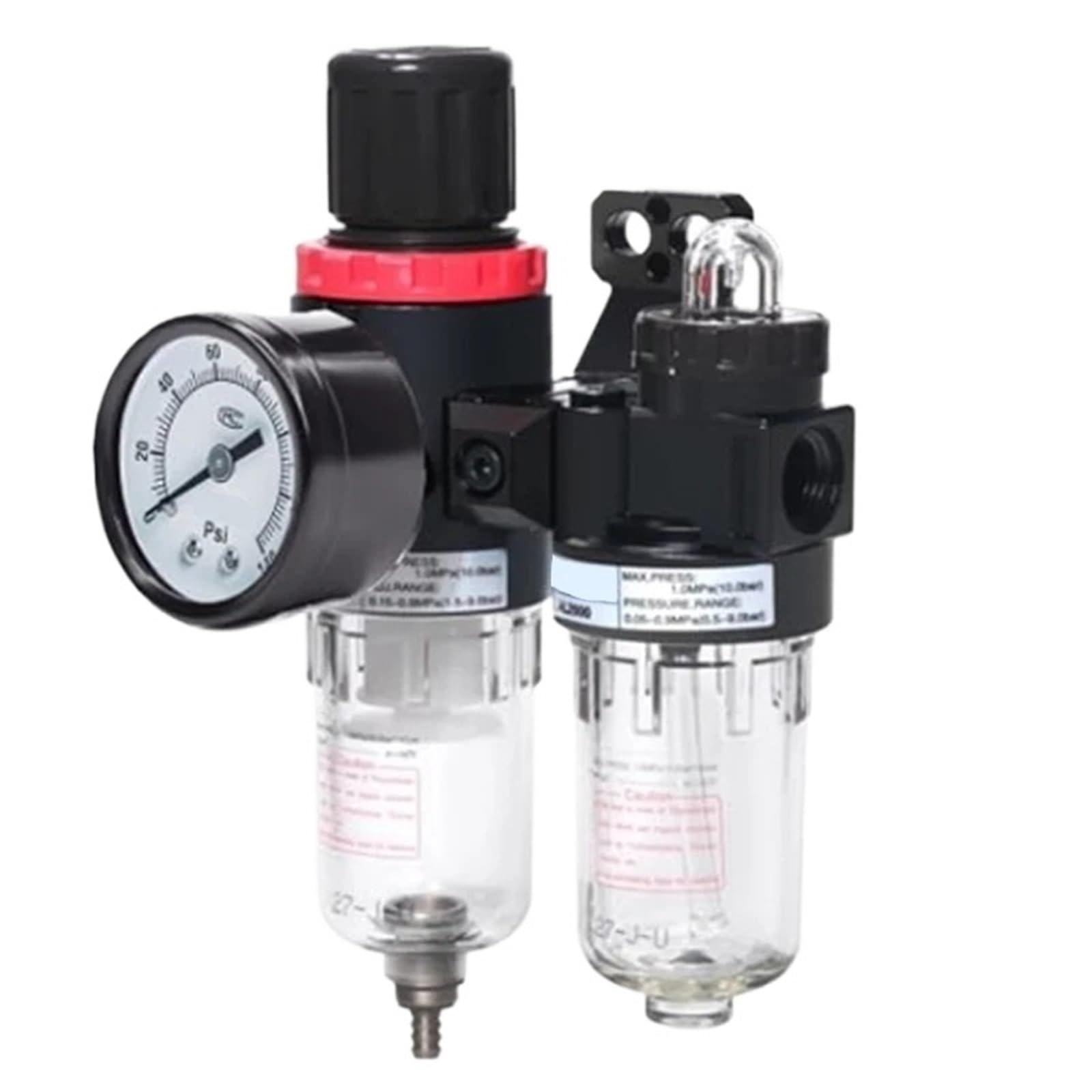 Combinazione regolatore filtro aria compressa 1/4 pollice NPT AFC20002T Separatore di scarico acqua/olio - Manometro (0-140 Psi) 1 pezzo