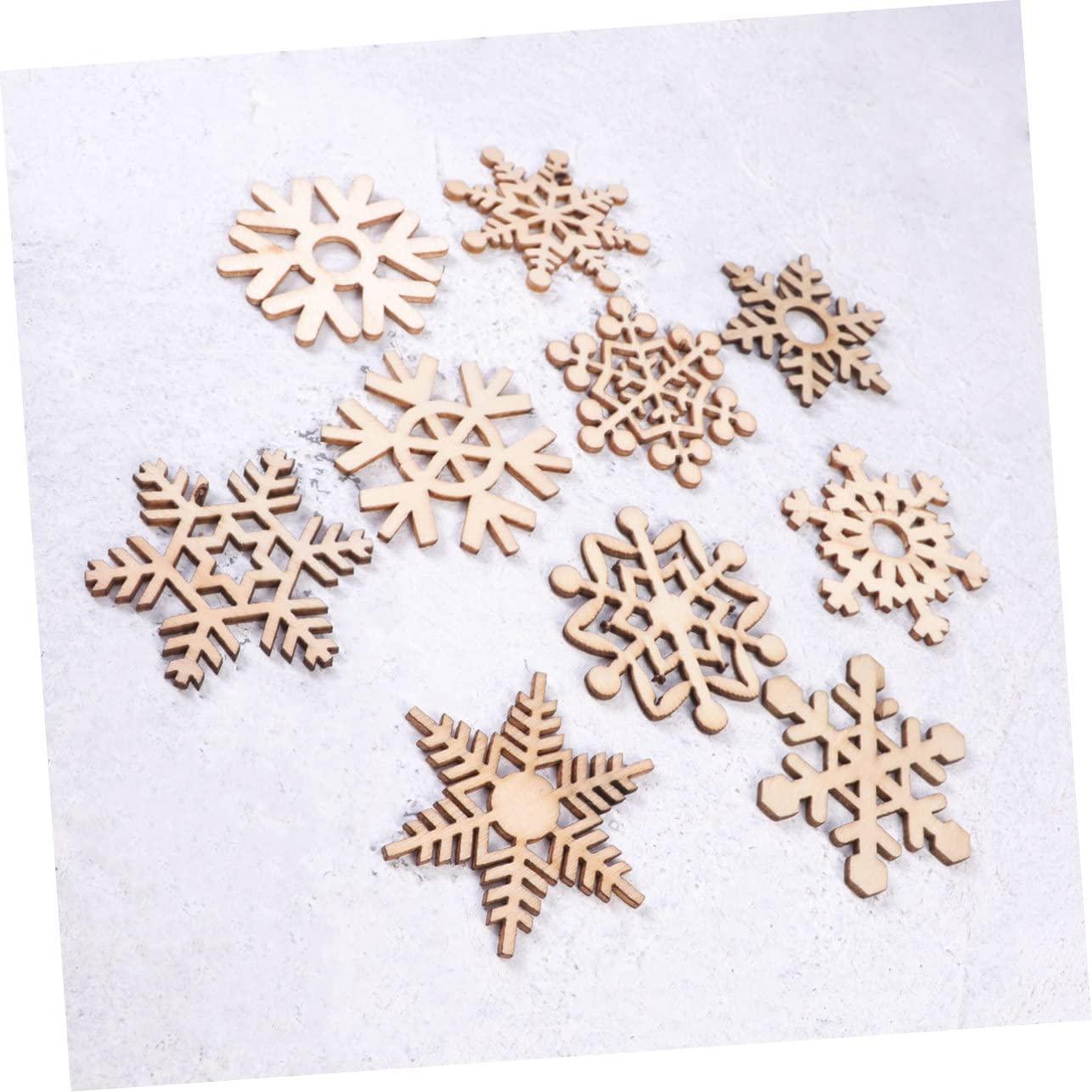 ABOOFAN Decorazioni Natalizie in Legno, 20 Pezzi con Corda di Juta da 35 Cm, Addobbi Delicati per Albero e Feste di Capodanno