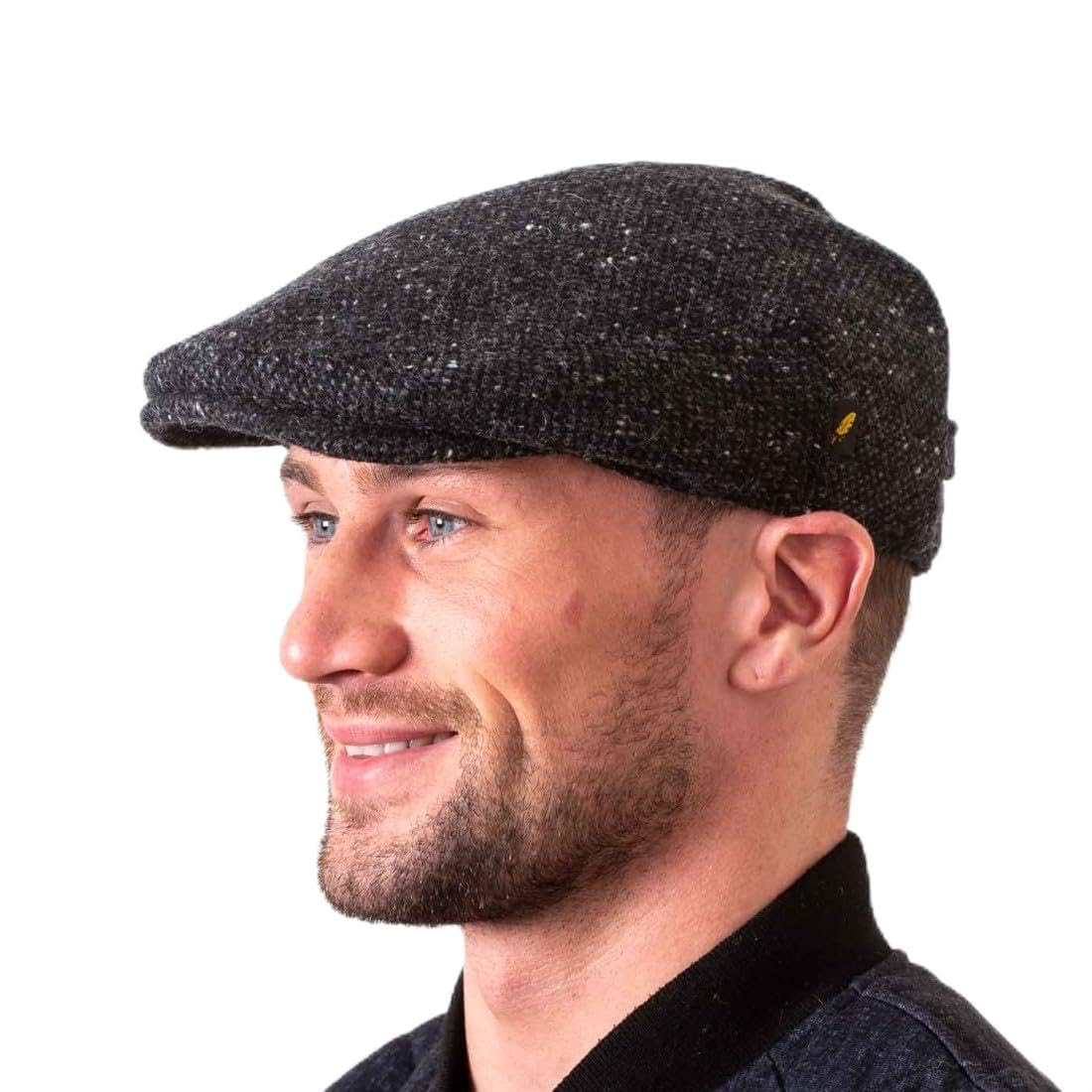 Biddy Murphy Donegal Tweed Newsboy Flat Cap for Men, 100% Irish Wool Hat, Robust and Non-Flimsy, Made in Ireland