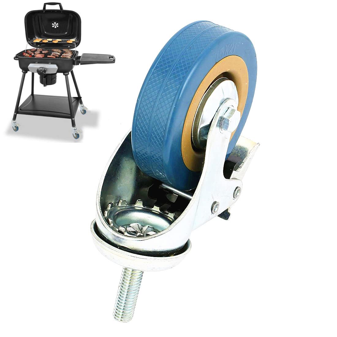 Lot de 4 roulettes pivotantes industrielles verrouillables avec tige filetée et pivotantes à 360 ° - Non marquantes - 7,6 cm - Avec frein - Pour chariots, meubles, chariots, chariots (M12)