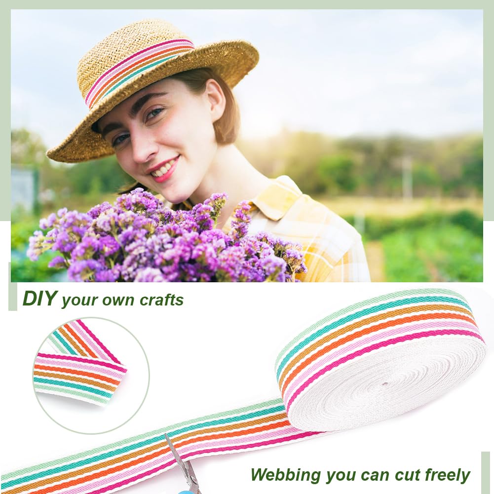 Nastro In Policotone A Righe Arcobaleno 9,1m X 3,8 Cm - Fettuccia Jacquard Per Cucito, Borse, Cinture E Artigianato - 5