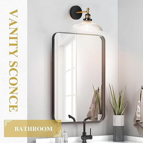 Miniatura 4 de WS-23061-B2 - Juego de 2 apliques de pared vintage para interiores de 110 V con cable a rayas de vidrio para baño, tocador, cocina, pasillo,