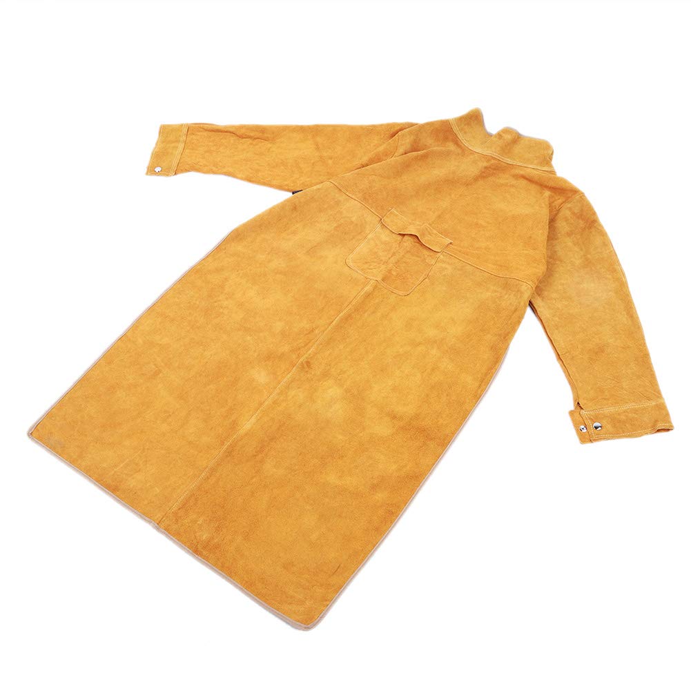 Chaquetas de Soldadura para Hombres, Chaqueta de Soldadura de Cuero Soldador de Seguridad Delantal de Protección Laboral Delantal de Soldadura Delantal de Cuero de Vaca Ignífugo