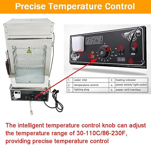 Miniatura 5 de INTBUYING Máquina de vapor de bollo comercial Calentador eléctrico de alimentos calientes, vitrina de vapor para perros calientes, 5 capas, control