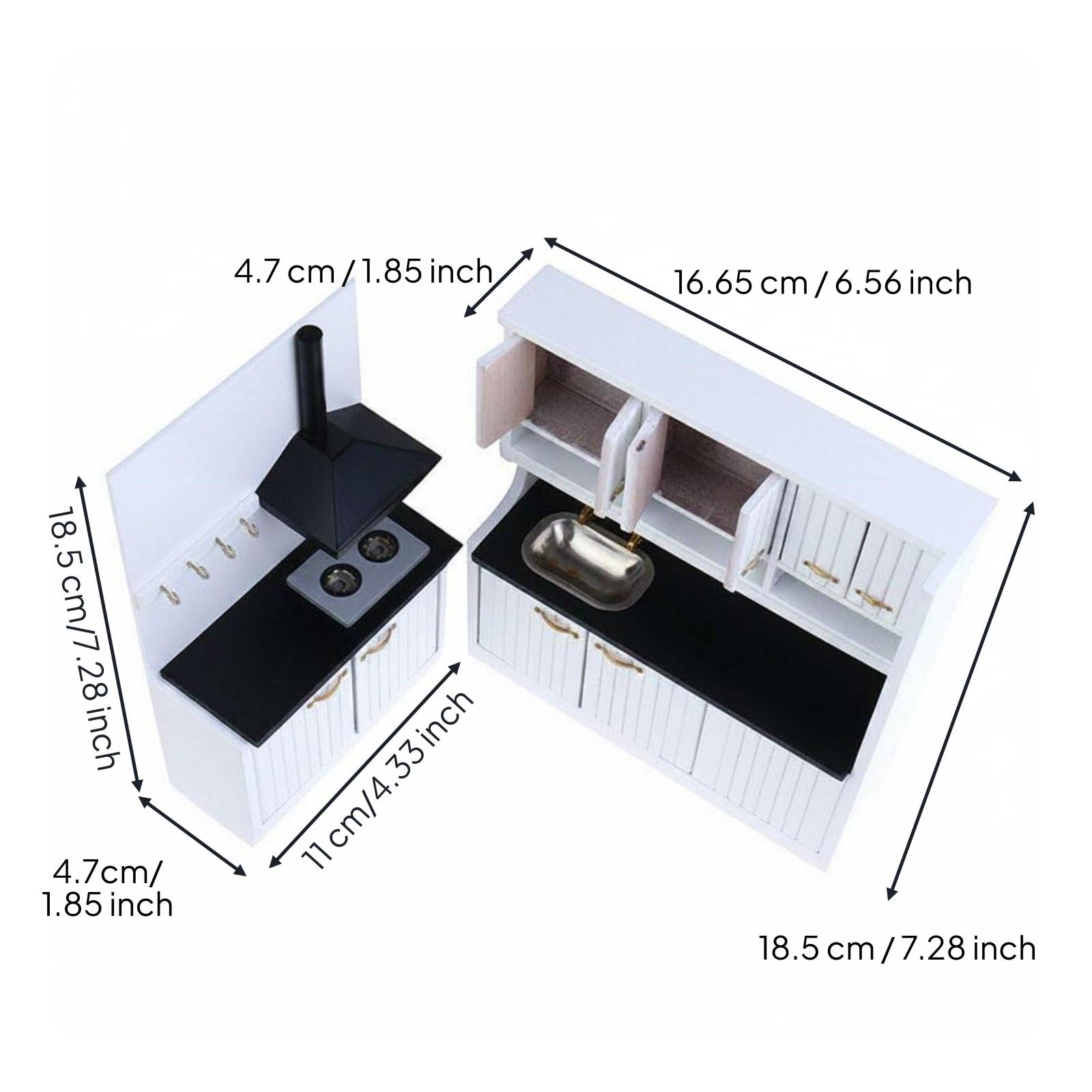 Mini Cucina Armadio Mobile Pensile Piano Cottura Cappa Arredamento Mini per Casetta 1 12 in Legno con Sportelli Apribili E Maniglie Adatta per
