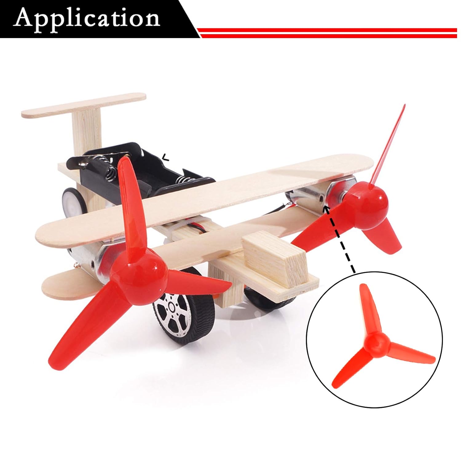 EUDAX Micro DC Motor 2mm Shaft Propeller with 3 Vanes 80mm Fan Shape for Fan Leaves Ship Model RC Boat DIY Airplane Science and Education Toys