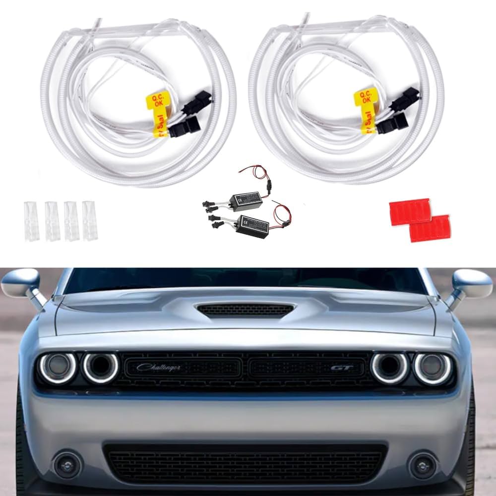 QiuKo CCFL 4 Halo Rings For Dodge Challenger 08-14 Car
