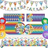 Treasures Gifted Officially Licensed Jim Henson’s Word Party Birthday Party Supplies - Serves 24 Guests - Complete Set Word Party Birthday Decorations - Word Party Decorations Banner, Plates & More