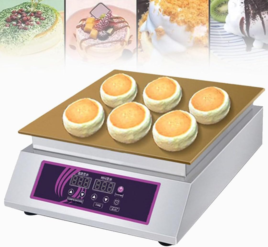 GTHTUHFD Commercial Pancake Maker, Commercial Non-Stick Souffle Maker Machine 60-240℃ Temp Control Electric Muffin Maker Stainless Steel For Home Restaurant,Singlehead